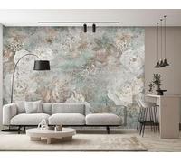 WLLDDDIU Papel Pintado Adhesivo, Gran Mural de Pared de Rosas Vintage, Papel Pintado Floral Autoadhesivo Extraíble, decoración de Pared Texturizada Verde Beige para Dormitorio del Salón 365X254C