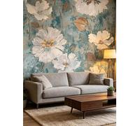 WLLDDDIU Papel Pintado Adhesivo, Mural Floral Floral Azul Azulado Vintage en Acuarela y Pintura Autoadhesiva Extraíble para Dormitorio, Salón, decoración de Pared de Acento 250X200Cm (98X78 Pulga