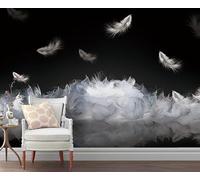 WLLDDDIU Papel Pintado Adhesivo, Pintura Moderna de Pintura Negra Blanca con Plumas y Mural Autoadhesivo, Papel Pintado Fotográfico Extraíble para Comedores, Salones, decoración del Hogar 343X256