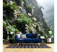 WLLDDDIU Papel Pintado Autoadhesivo, Orquídeas de Acantilado Brumoso, Suculentas Murales de Pared Peel And Stick, Revestimiento Impermeable de Vinilo Extraíble para Casa, Dormitorio de Estudio, 18