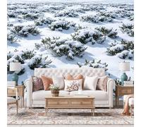 WLLDDDIU Papel Pintado de Arbustos Blancos de Campo de Nieve, Papel Pintado Panorámico Personalizado Autoadhesivo 3D Mural Impermeable Impermeable para Invierno Nevado Paisajismo envolvente para Do