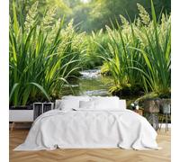 WLLDDDIU Papel Pintado de Caña Green Stream, Papel Pintado Autoadhesivo Personalizado Panorámico 3D Mural Adhesivo Adhesivo Grueso Impermeable y Extraíble Revestimiento de Pared de Vinilo para Do