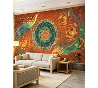 WLLDDDIU Papel Pintado de Loto Phoenix, Mural de Pared Autoadhesivo Floral Naranja Bohemio, Arte de Vinilo Impermeable Removible para El Dormitorio del Salón 365X254Cm (144X100Inch)