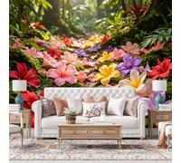 WLLDDDIU Papel Pintado Floral de Selva Tropical, Papel Pintado Panorámico Autoadhesivo 3D Vinilo Pegajoso y Pegajoso para El Salón Sofá de Dormitorio Fondo de decoración del Hogar 300×200Cm (11