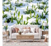 WLLDDDIU Papel Pintado Green Buds Cubierto de Nieve, Papel Pintado Panorámico Personalizado Autoadhesivo 3D Vinilo Impermeable y Pegajoso para Salón, Dormitorio, decoración Interior del Hogar 180