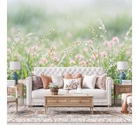 WLLDDDIU Papel Pintado Mural Autoadhesivo para Pared, Papel Pintado Fotográfico Suave de Flor Silvestre Lluviosa para Pradera, Póster Adhesivo y Impermeable, Película Vinílica Extraíble para Do