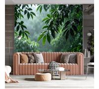 WLLDDDIU Papel Pintado Panorámico Autoadhesivo 3D para Dormitorio, Follaje Verde con Gotas de Agua, Gran Mural Pegable y Adhesivo, Vinilo Removible y decoración del Hogar 294X210Cm (116X83 Pulgada