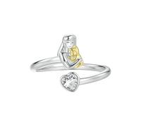 WLLDDDIU Regalo considerado para Mamá, Anillo de Corazón de Amor de Dos Tonos para Mamá E Hijo, Anillo de Plata Esterlina con Circonitas Cúbicas para Mujer, Anillo Ajustable de Banda Abierta, Jo
