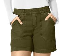 WLLDDDIU Shorts Mujer, Pantalones Cortos Vaqueros para Mujer, Informales, de Verano, con Cintura Elástica, Bermudas con Bolsillos, Corte Holgado, Pierna Recta, Pantalones Cortos Vaqueros para Chica