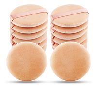 WLLHYF 12 borlas de polvo para polvos faciales esponjas de maquillaje pompones de maquillaje, borlas redondas con cinta, borla de polvo para herramientas de maquillaje sueltas y base de maquillaje