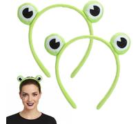 WLLHYF 2 diademas de rana bonita, diadema de spa, aro de ranas, maquillaje de ojos, banda elástica suave para el pelo, para lavar la cara, envoltura de cabeza, divertida banda para el pelo para