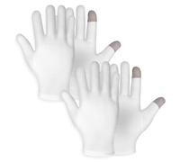 WLLHYF 2 Pares de Guantes Hidratantes, Algodón Blanco Guantes de Pantalla táctil para Mujeres Hombres Durante la Noche Hora de Dormir Loción Nocturna Manos Secas Spa Cosméticos Guantes Hidratantes