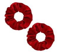 WLLHYF 2 piezas de gomas para el pelo de terciopelo rosa de gran tamaño para el pelo, bonitas cuerdas elásticas para niñas, mujeres, muñequeras para cola de caballo (rojo)