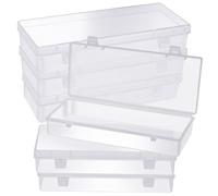 WLLHYF 6 unidades pequeñas de plástico con tapa con bisagras, rectangulares, transparentes, cajas de almacenamiento para cuentas, joyas y artículos de manualidades