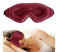 WLLHYF Antifaz de seda para dormir estéreo 3D para dormir profundo, cómodo, ajustable, lindo, bloquea la luz, cubre los ojos para hombre y mujer toda la noche (granate)