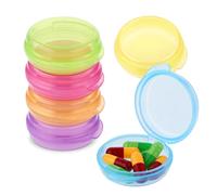WLLHYF Caja organizadora de píldoras pequeña, portátil, mini pastillero de viaje, organizador de medicamentos, contenedor redondo transparente para vitaminas, caja de almacenamiento de aceite de