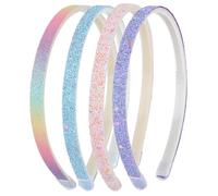 WLLHYF Diadema con purpurina, 4 diademas de plástico brillantes y gruesas, antideslizantes, gruesas, con confeti, arcoíris, con dientes, accesorios coloridos para el cabello para niñas pequeñas