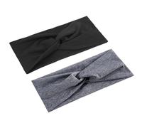 WLLHYF Diademas anchas para mujer, turbante, antideslizantes, (negro/gris oscuro, 2 unidades)