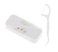 WLLHYF Dispensador de hilo dental portátil Estuche de hilo dental automático Organizador de palitos de hilo dental recargables con 12 palitos de hilo dental (Blanco)