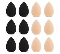 WLLHYF Juego de 12 mini esponjas de maquillaje, pequeñas esponjas mezcladoras de base para polvos, crema, retoques, cosméticos (negro + color de la piel)