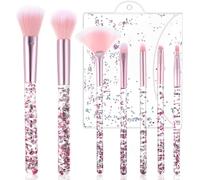 WLLHYF Juego de 7 brochas de maquillaje para abanico de maquillaje brochas de base de polvo impecables brochas de maquillaje de belleza colorete sombra de ojos corrector pinceles de resaltado(rosa)