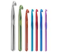 WLLHYF Juego de 7 ganchos de ganchillo con mango de aluminio, agujas de tejer enormes de metal, agujas de ganchillo gruesas para manos artríticas, entusiastas de los tejedores, mantas de manualidades