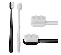 WLLHYF Pack de 2 Cepillos Dentales Extra Suaves con 20.000 Cerdas para Encías Frágiles Fibra Estéril Micro Nano Cepillo Dental Manual Adulto(paquete de 2 unidades, negro/blanco)