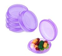 WLLHYF Paquete de 5 mini pastilleros pequeños, organizador de vitaminas, contenedor portátil para pastillas de viaje, para guardar medicamentos, aceite de hígado de bacalao (5 morados)