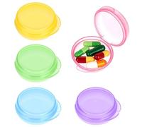 WLLHYF Pastillero pequeño Organizador Caja 5 Piezas Portátil Mini Pastillero de Viaje Organizador de Medicina Recipiente de Vitamina Redondo Transparente para Viajes al Aire Libre