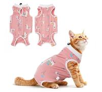 WLLHYF Traje de recuperación para gatos, mameluco para gatos después de la cirugía, transpirable, suave, cómodo, antilamer, traje de recuperación de esterilización para heridas abdominales y