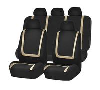 WLLLLa 9 Piezas Fundas Asientos Coche para Toyota Land Cruiser Prado 90 120 150 155,Impermeables Transpirable Juegos de Cubreasientos Protectores Interior,F-Black Beige