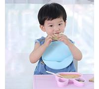 WLLLO bebé de silicona babero del bebé niños impermeable tridimensional arroz bolsillo babero tamaño grande niños boca de la boca sin fugas, azul