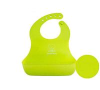 WLLLO Bolsa para alimentos para niños, Bolsa de comedor estéreo impermeable para niños, Babero babero para bebés, Saliva, Imitación de silicona, Sin lavado y prueba de fugas, Verde