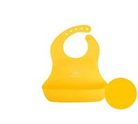 WLLLO Bolsa para alimentos para niños, Bolsa de comedor estéreo impermeable para niños, Babero para baberos, Saliva, Imitación de silicona, Sin lavado y prueba de fugas, Amarillo