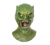 WLLLTY Máscara de Halloween Verde Goblin Diablo Máscara integral Halloween Cosplay Party Monster Disfraz Puntales Demonio aterrador Máscaras de látex Adulto Talla única