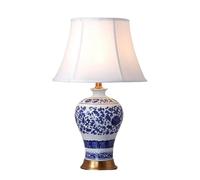 WLLWHF Lámpara de mesa de cerámica azul y blanca, lámpara de lectura de estudio de estilo chino, lámpara de mesa decorativa for sala de estar y dormitorio