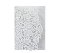 WLNEXT 50 invitaciones de boda de encaje floral huecas, papel plegable para invitaciones de compromiso, cumpleaños, celebración