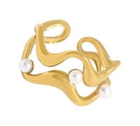 WLNEXT Anillos de boda ajustables, anillos de citas con patrón de ondas anchas, joyería para dedo con apertura adecuada para mujer, hombre, regalo para mujer