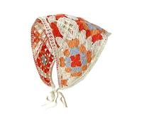 WLNEXT Delicado turbante de rayas de ganchillo para niñas calientes para tomar fotos, diadema de punto para mujeres, accesorio para el cabello, trébol hueco, rojo,