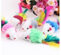 WLngtv 10 juguetes coloridos y suaves de forro polar falso, ratones falsos, juguetes de plumas coloridas, juguetes divertidos para jugar, regalos de Navidad