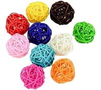 WLngtv 10 piezas de juguete colorido de ratán, juguete de entrenamiento de pájaros y pelota interactiva