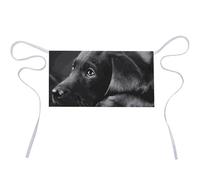 Wlntrophic Delantal corto, delantal de cintura de mandala de gato siamés tailandés, medio delantal de trabajo con 3 bolsillos, Arte de cachorro labrador negro, 30x60cm
