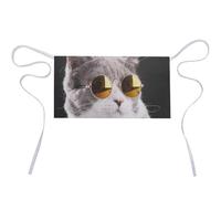 Wlntrophic Delantal corto, delantal de cintura de mandala de gato siamés tailandés, medio delantal de trabajo con 3 bolsillos, Lindo gato con gafas, 30x60cm