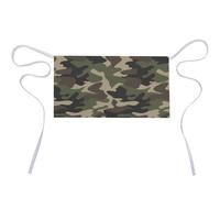 Wlntrophic Delantal corto, delantal de cintura de mandala de gato siamés tailandés, medio delantal de trabajo con 3 bolsillos, Estampado de camuflaje verde, 30x60cm