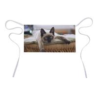 Wlntrophic Delantal corto, delantal de cintura de mandala de gato siamés tailandés, medio delantal de trabajo con 3 bolsillos, Mandala de gato tailandés siamés, 30x60cm