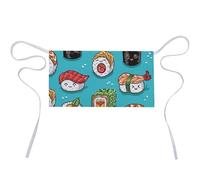 Wlntrophic Delantal corto, delantal de cintura de mandala de gato siamés tailandés, medio delantal de trabajo con 3 bolsillos, Estilo bonito de sushi, 30x60cm