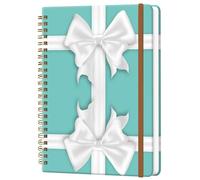 WLPFSAHF Spiral Journal Notebook for Women, Hardcover A5 College Ruled Notebook, 60 Sheet, Thick Paper, Cute Lined Journal for School, Office & Work, 6 x 8.4 in(Blue Turquois Bows)