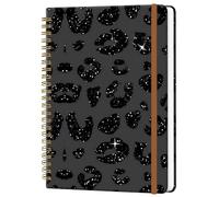 WLPFSAHF Spiral Journal Notebook for Women, Hardcover A5 College Ruled Notebook, 60 Sheet, Thick Paper, Cute Lined Journal for School, Office & Work, 6 x 8.4 in(Lxury Sparkling Leopard)