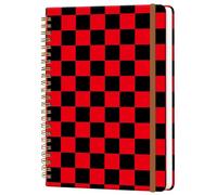 WLPFSAHF Spiral Journal Notebook for Women, Hardcover A5 College Ruled Notebook, 60 Sheet, Thick Paper, Cute Lined Journal for School, Office & Work, 6 x 8.4 in(Checkered Black Red)