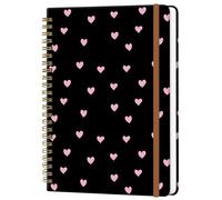 WLPFSAHF Spiral Journal Notebook for Women, Hardcover A5 College Ruled Notebook, 60 Sheet, Thick Paper, Cute Lined Journal for School, Office & Work, 6 x 8.4 in(Pink Heart)